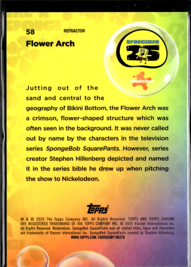 Flower Arch 2025 Topps Chrome SpongeBob SquarePants Refractor #58