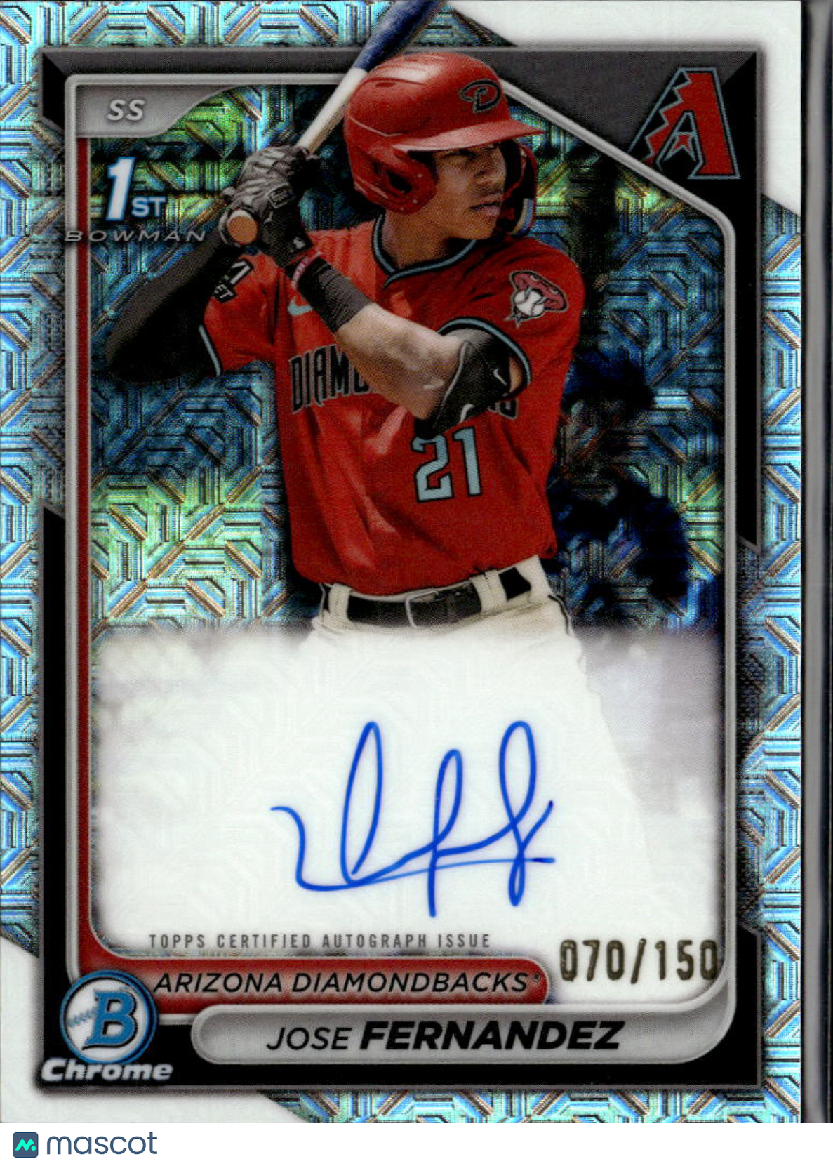 Jose Fernandez 2024 Bowman Chrome 1st Auto Autograph /150 Arizona Diamondbacks