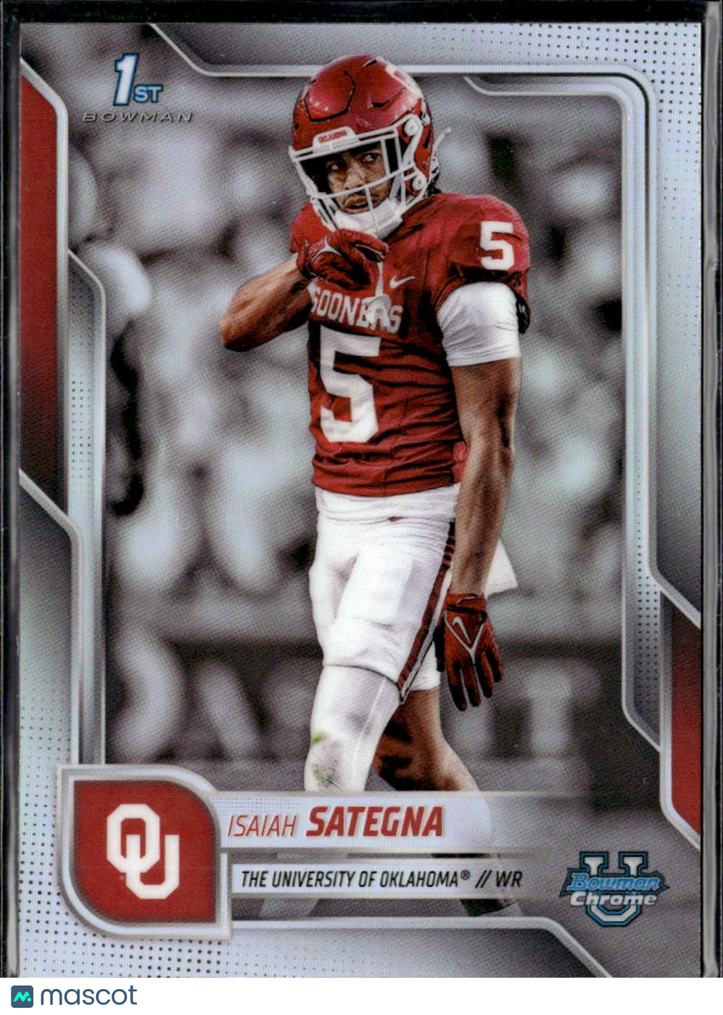 Isaiah Sategna 2025 Bowman Chrome 1st Rookie Refractor Oklahoma Sooners
