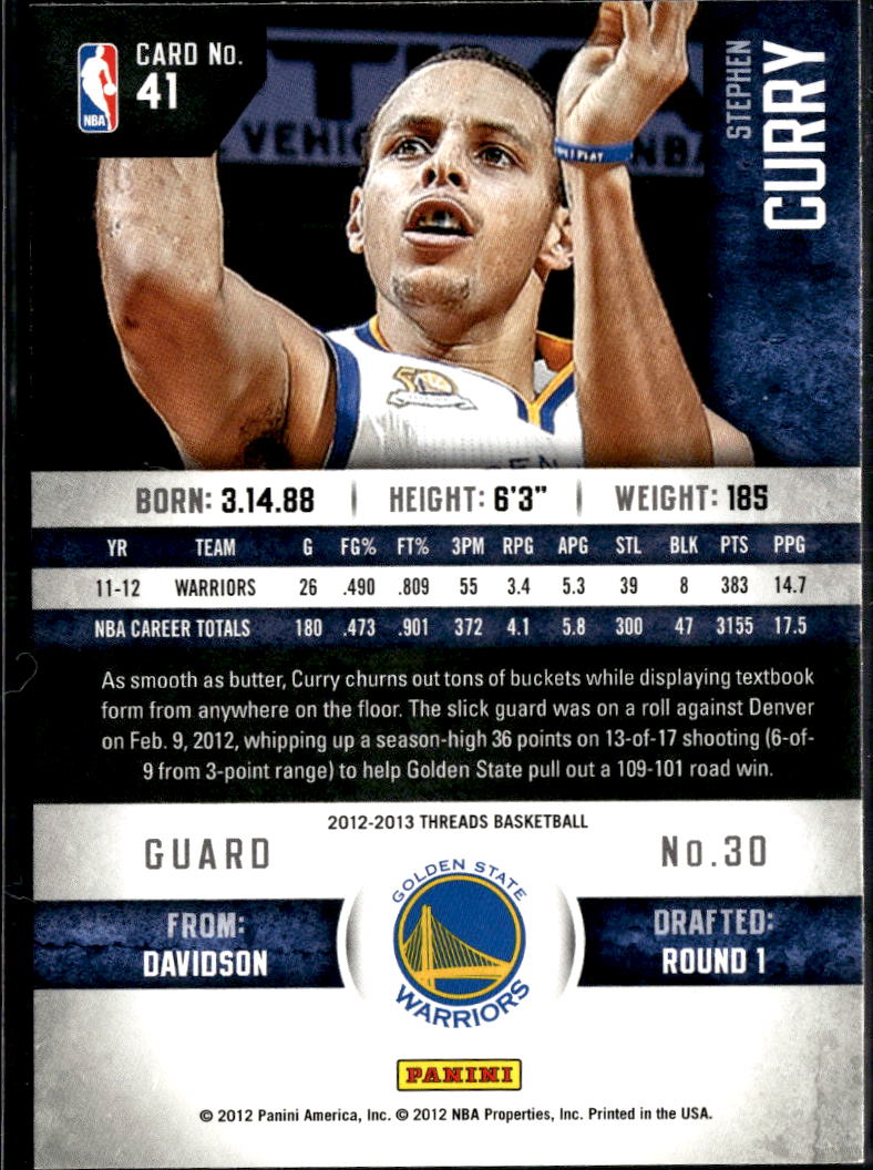 Stephen Curry 2012-13 Panini Threads Golden State Warriors