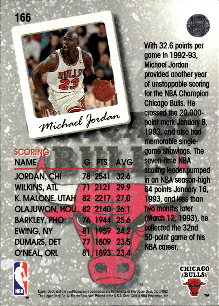 Michael Jordan 1993 Upper Deck #166 Chicago Bulls