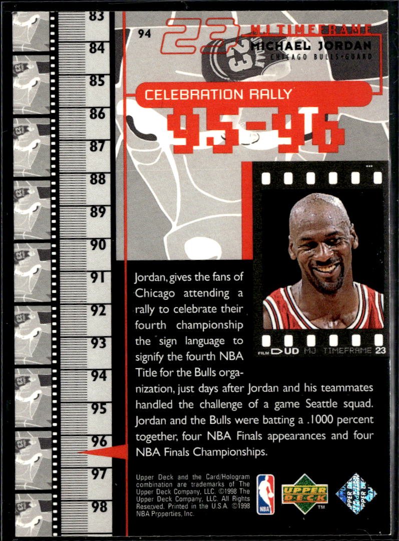 Michael Jordan 1998 Upper Deck MJ Timeframe Chicago Bulls