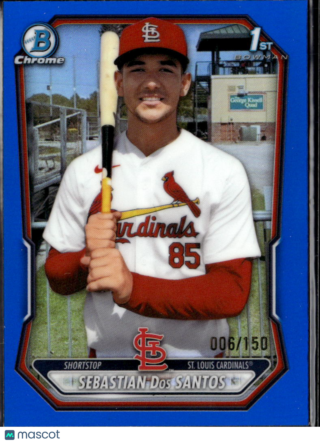 Sebastian Dos Santos 2026 Bowman Chrome 1st Blue Reptilian 6/150 Stl Cardinals