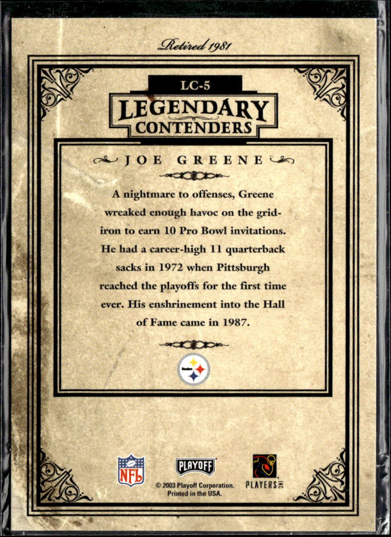 Joe Greene 2003 Playoff Contenders Legendary Contenders Pittsburgh Steelers