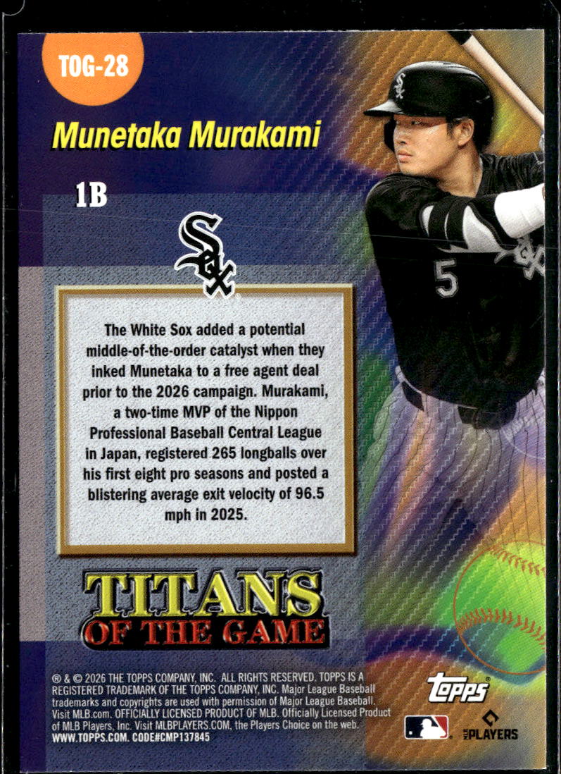 Munetaka Murakami 2026 Topps Titans of the Game Rookie RC Chicago White Sox