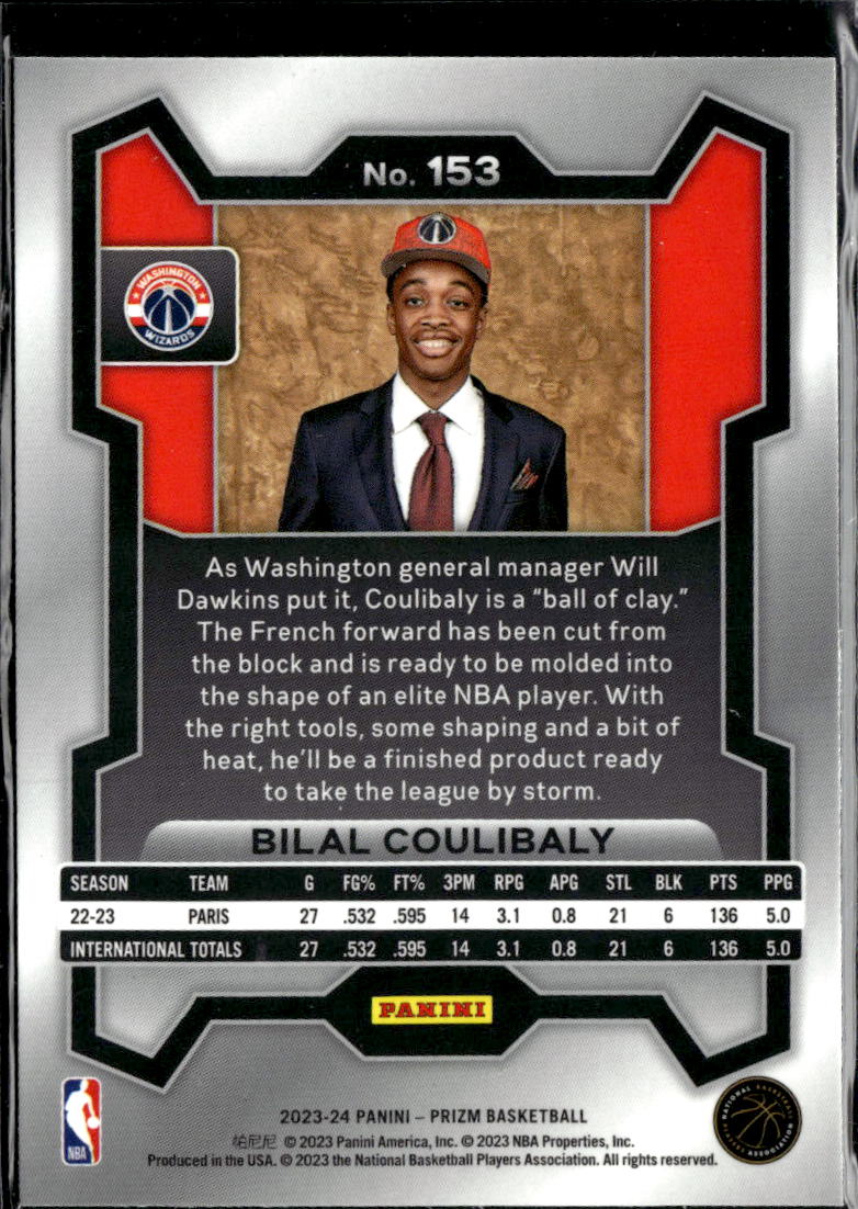 Bilal Coulibaly 2023 Panini Prizm Variation Rookie RC Washington Wizards