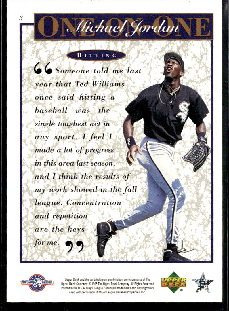 Michael Jordan 1995 Upper Deck He's Back One On One Chicago White Sox