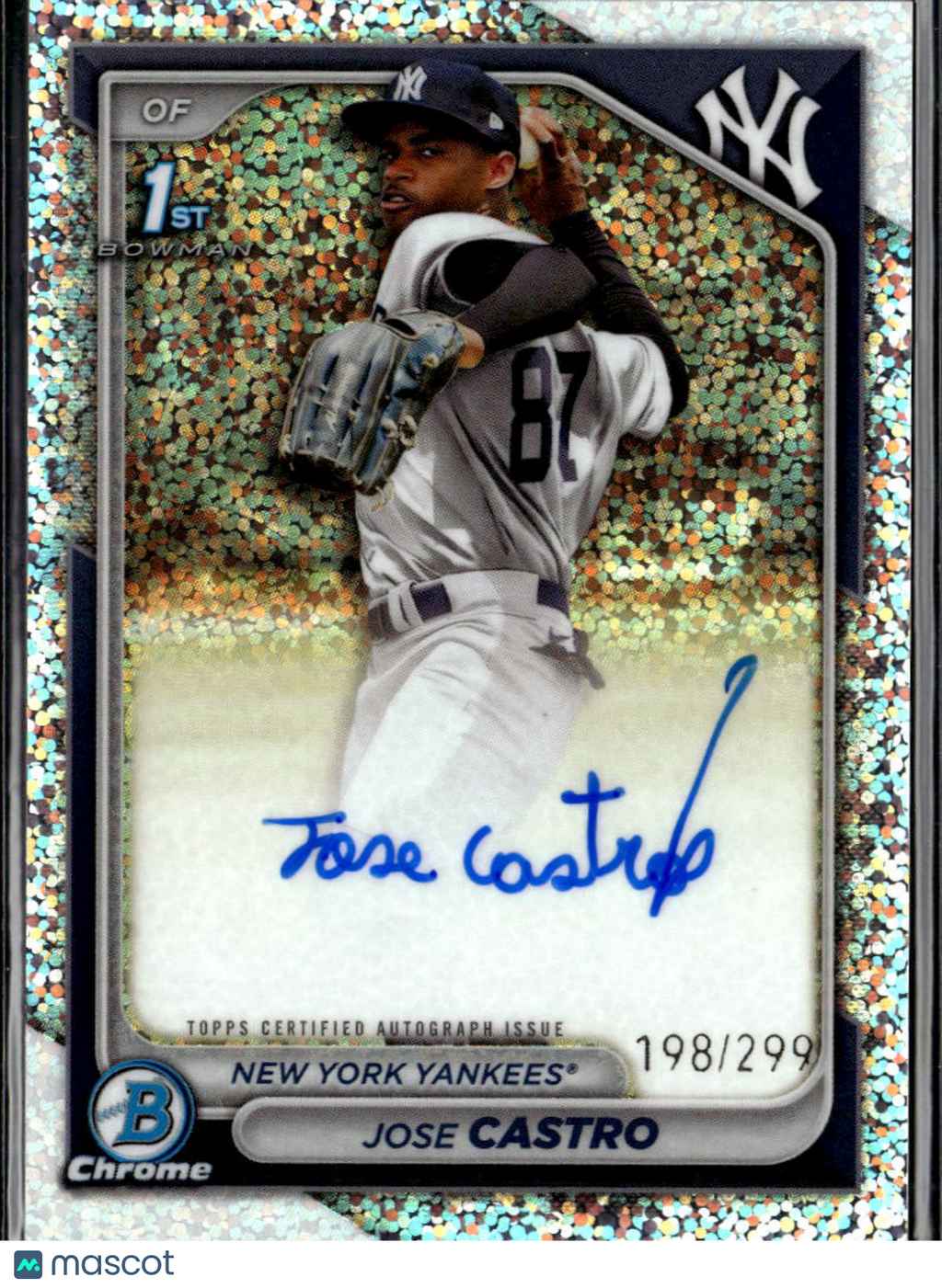 Jose Castro 2024 Bowman Chrome 1st Auto Autograph 198/299 New York Yankees