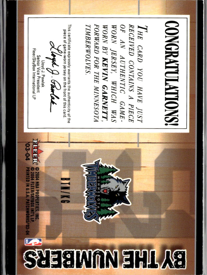 Kevin Garnett 2003-04 Fleer Game Worn Patch Minnesota Timberwolves