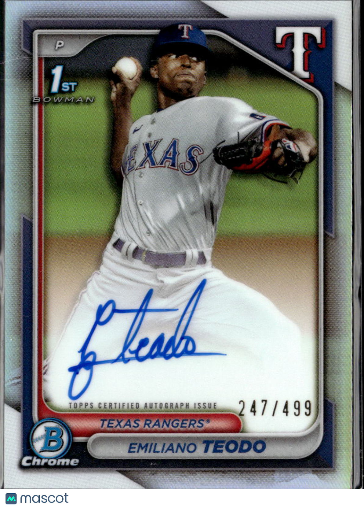 Emiliano Teodo 2024 Bowman Chrome 1st Auto Autograph /499 Texas Rangers