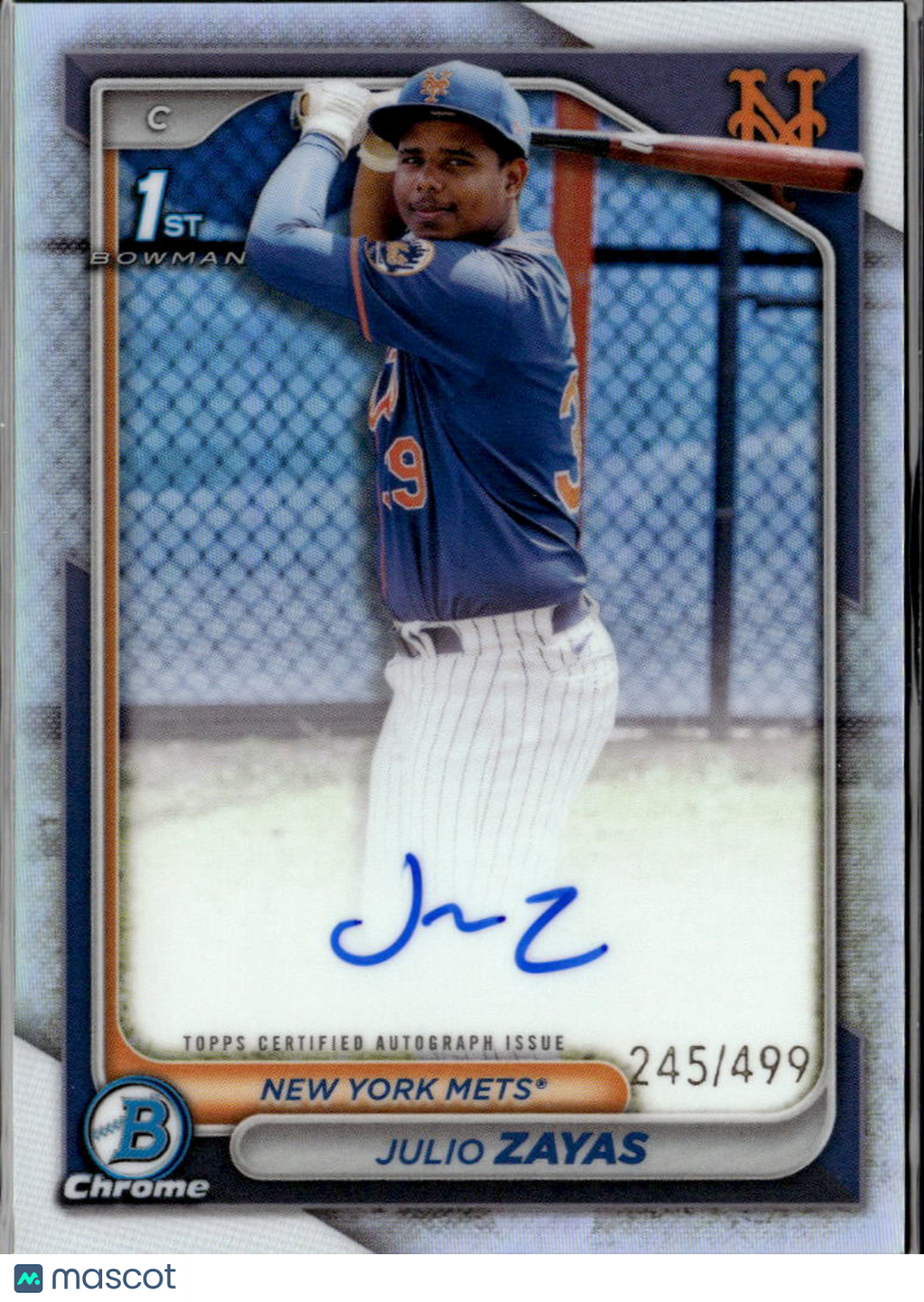 Julio Zayas 2024 Bowman Chrome 1st Auto Autograph 245/499 New York Mets
