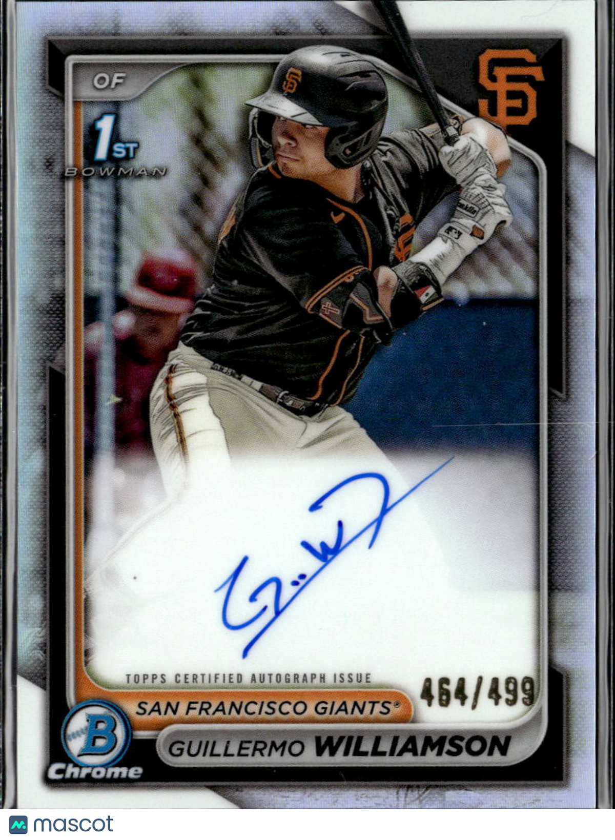 Guillermo Williamson 2024 Bowman Chrome 1st Auto Autograph 464/499 Giants