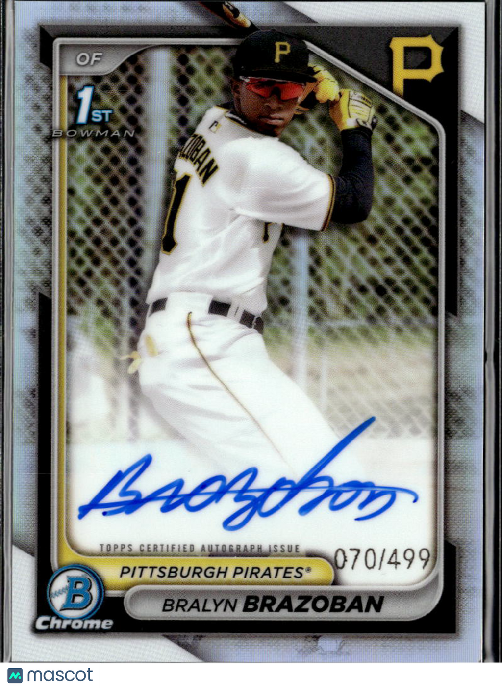 Bralyn Brazoban 2024 Bowman Chrome 1st Auto Autograph 70/499 Pittsburgh Pirates