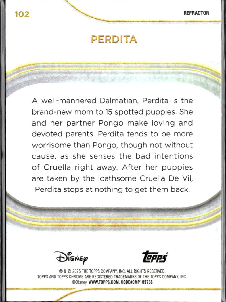 Perdita 2025 Topps Chrome Disney Refractor #102