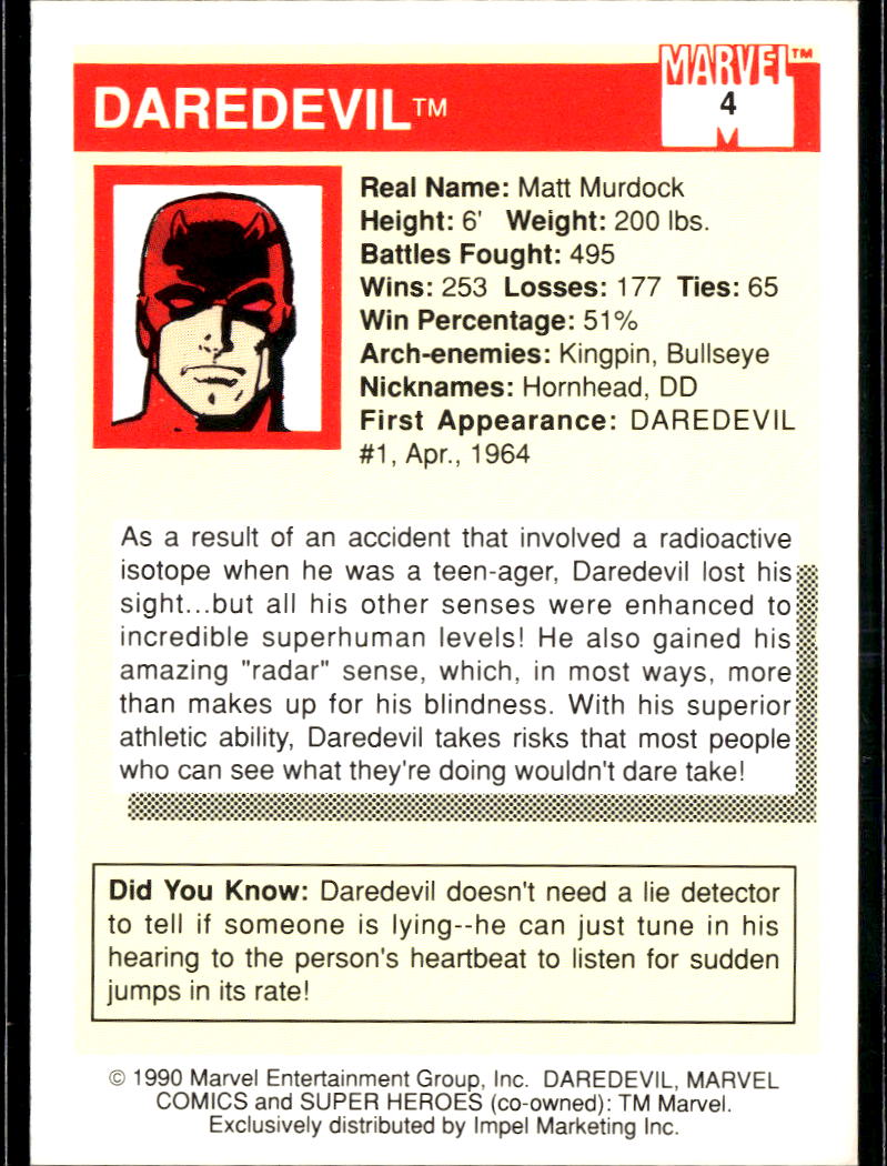 Daredevil 1990 Marvel Comics Marvel Universe #4