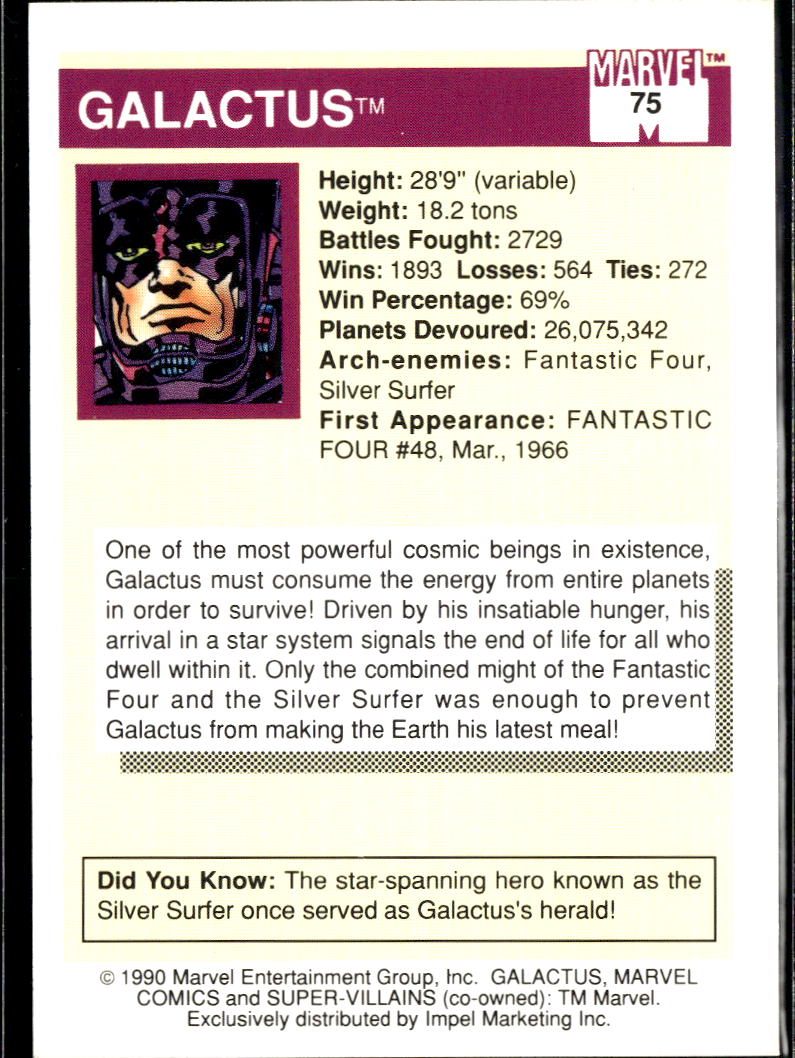 Galactus 1990 Marvel Universe #75