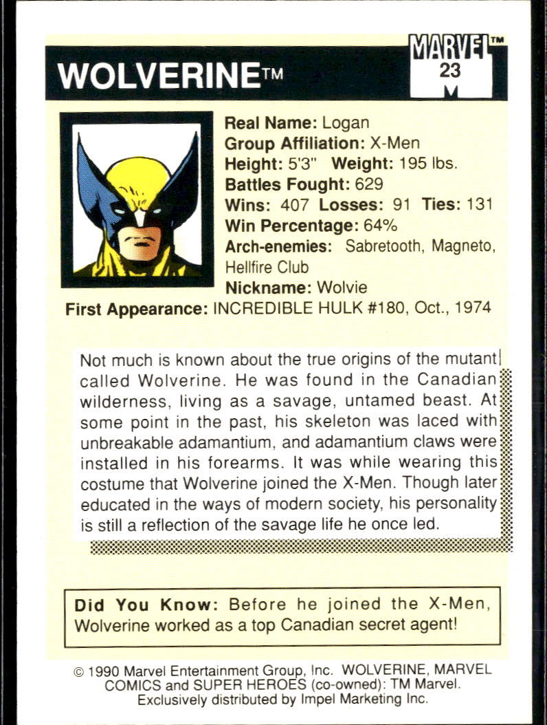 Wolverine 1990 Marvel Comics Super Heroes #23