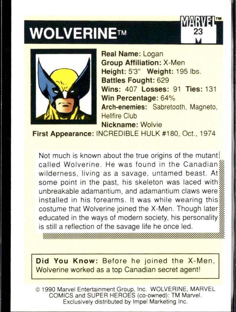 Wolverine 1990 Marvel Comics Super Heroes #23