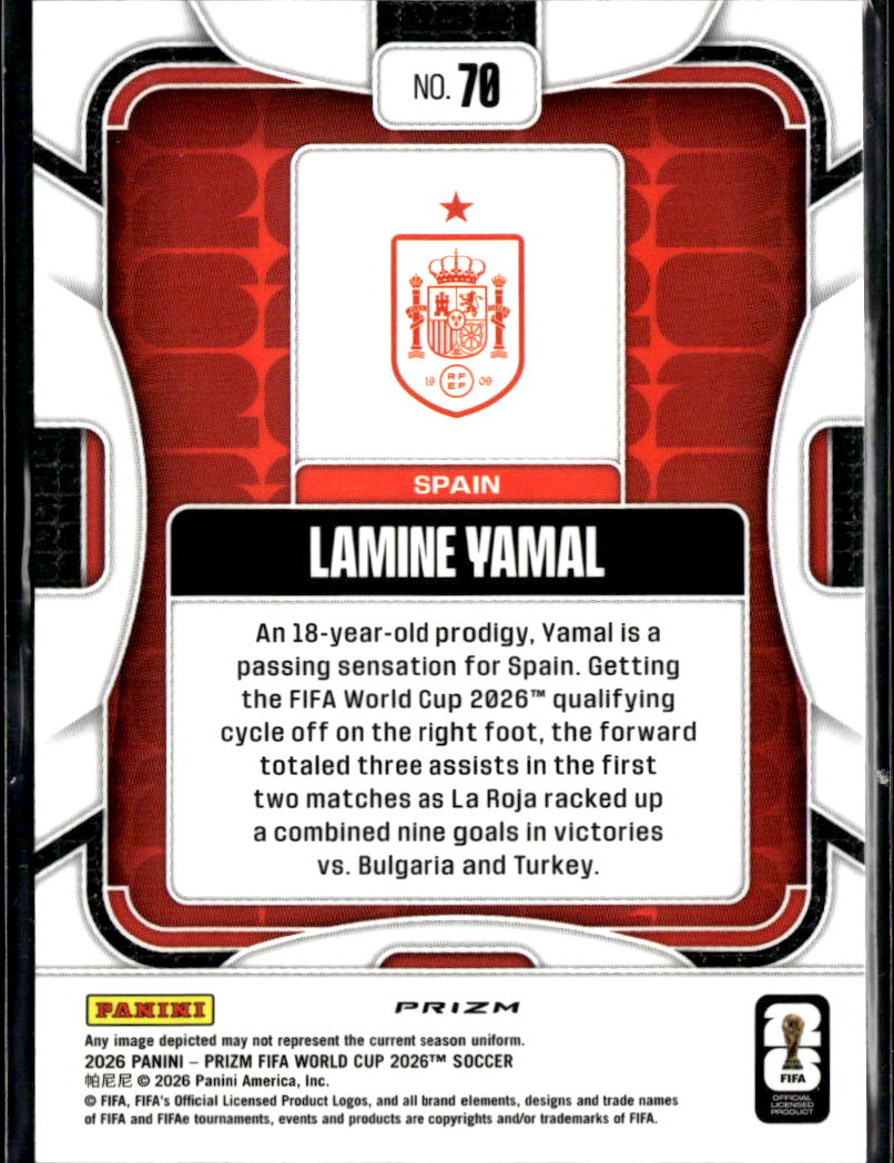 Lamine Yamal 2026 Panini Prizm FIFA World Cup Shock Prizm Spain