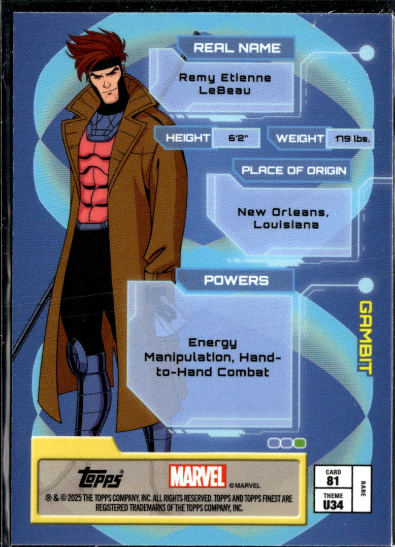 Gambit 2025 Topps Finest X-Men RARE Insert Ultimates #81