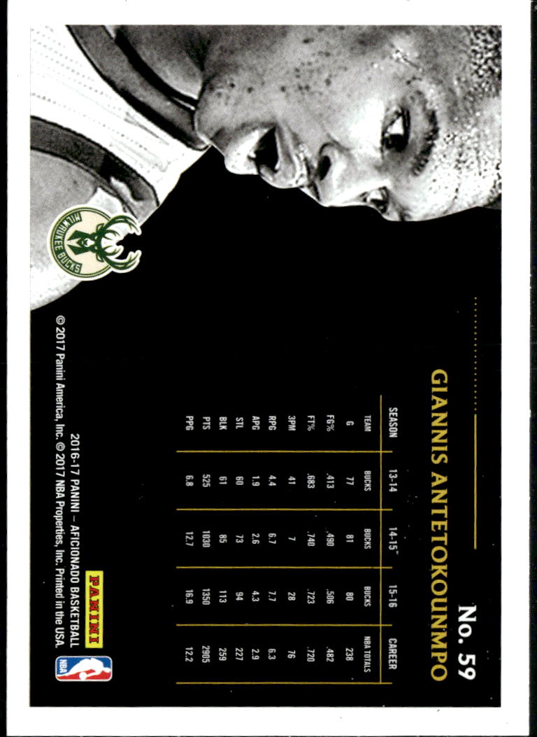 Giannis Antetokounmpo 2016-17 Panini Aficionado Milwaukee Bucks