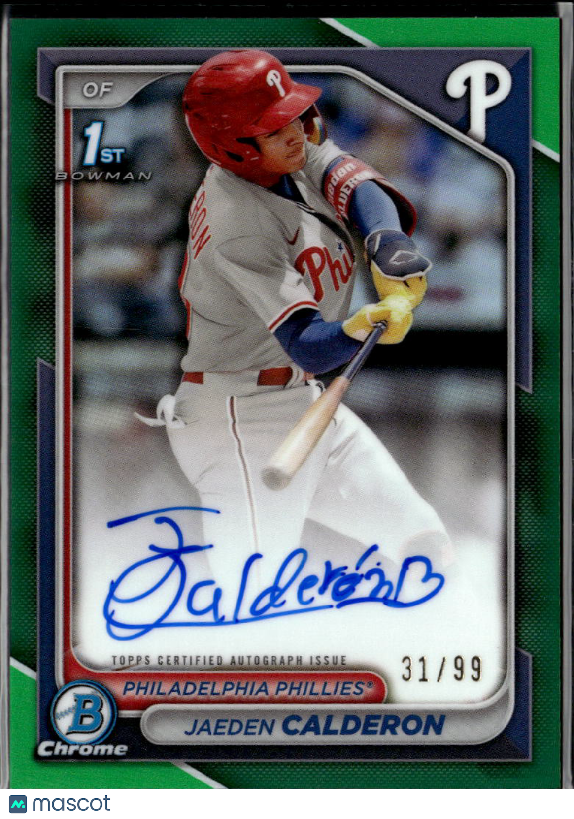 Jaeden Calderon 2024 Bowman Chrome 1st Auto Autograph 31/99 Phillies