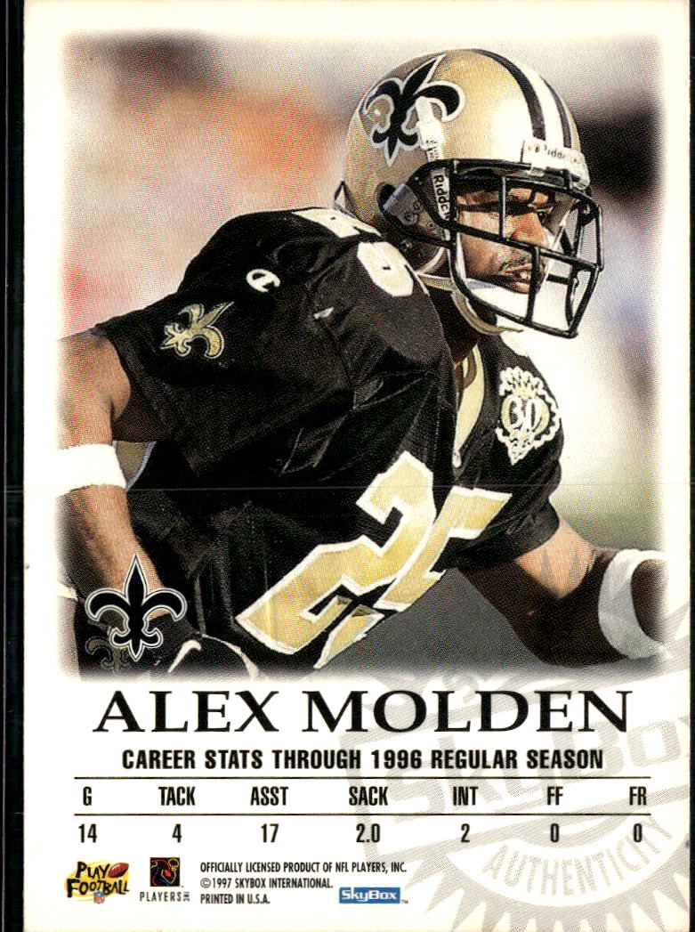 Alex Molden 1997 SkyBox Autographics Auto Autograph New Orleans Saints