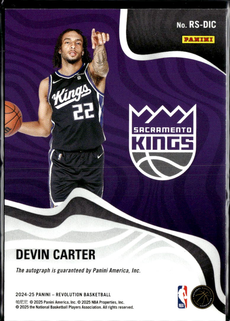 Devin Carter 2024-25 Revolution Auto Autograph RC Sacramento Kings