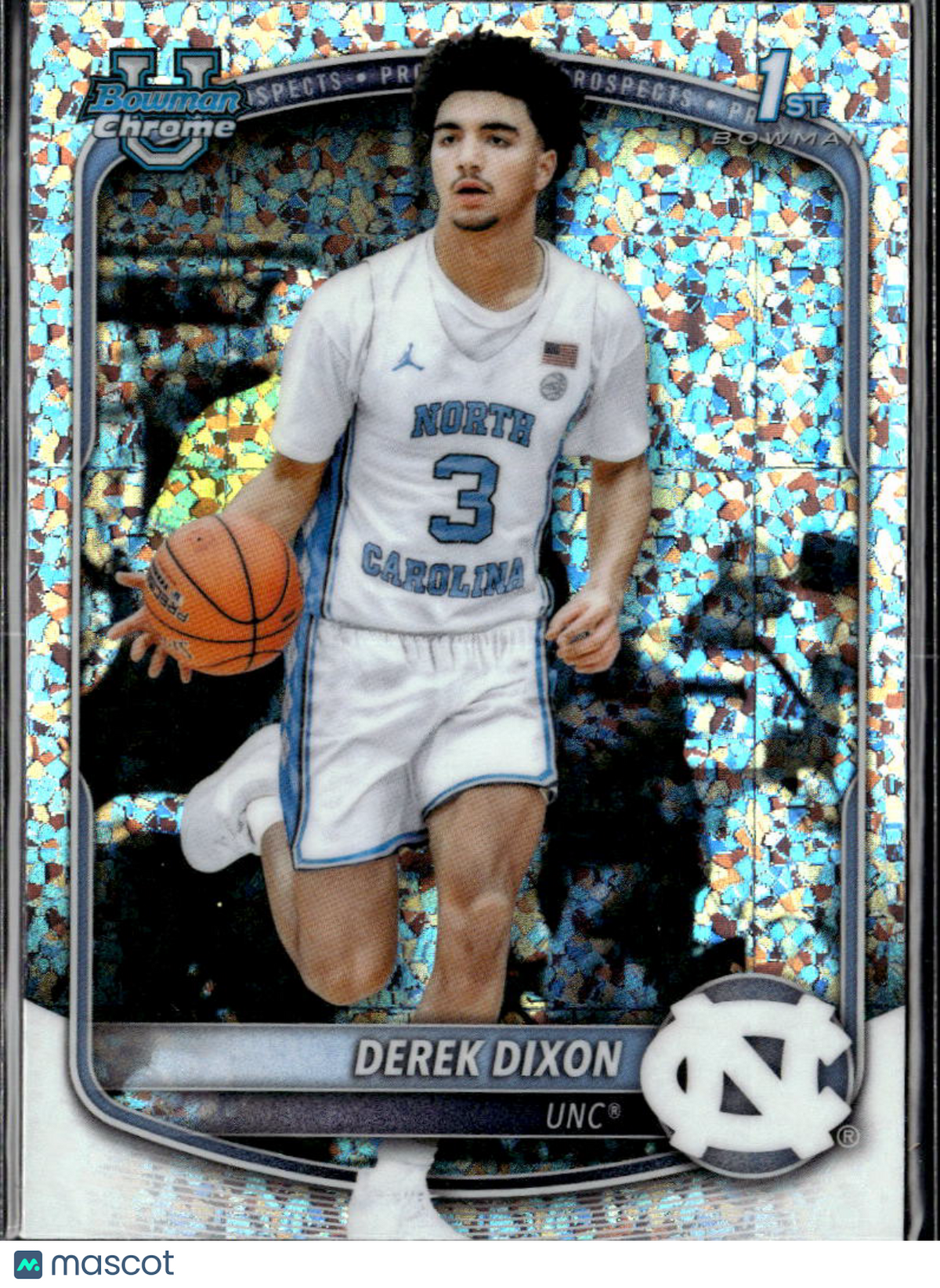 Derek Dixon 2025 Bowman Chrome 1st Mini Diamond RC North Carolina Tar Heels