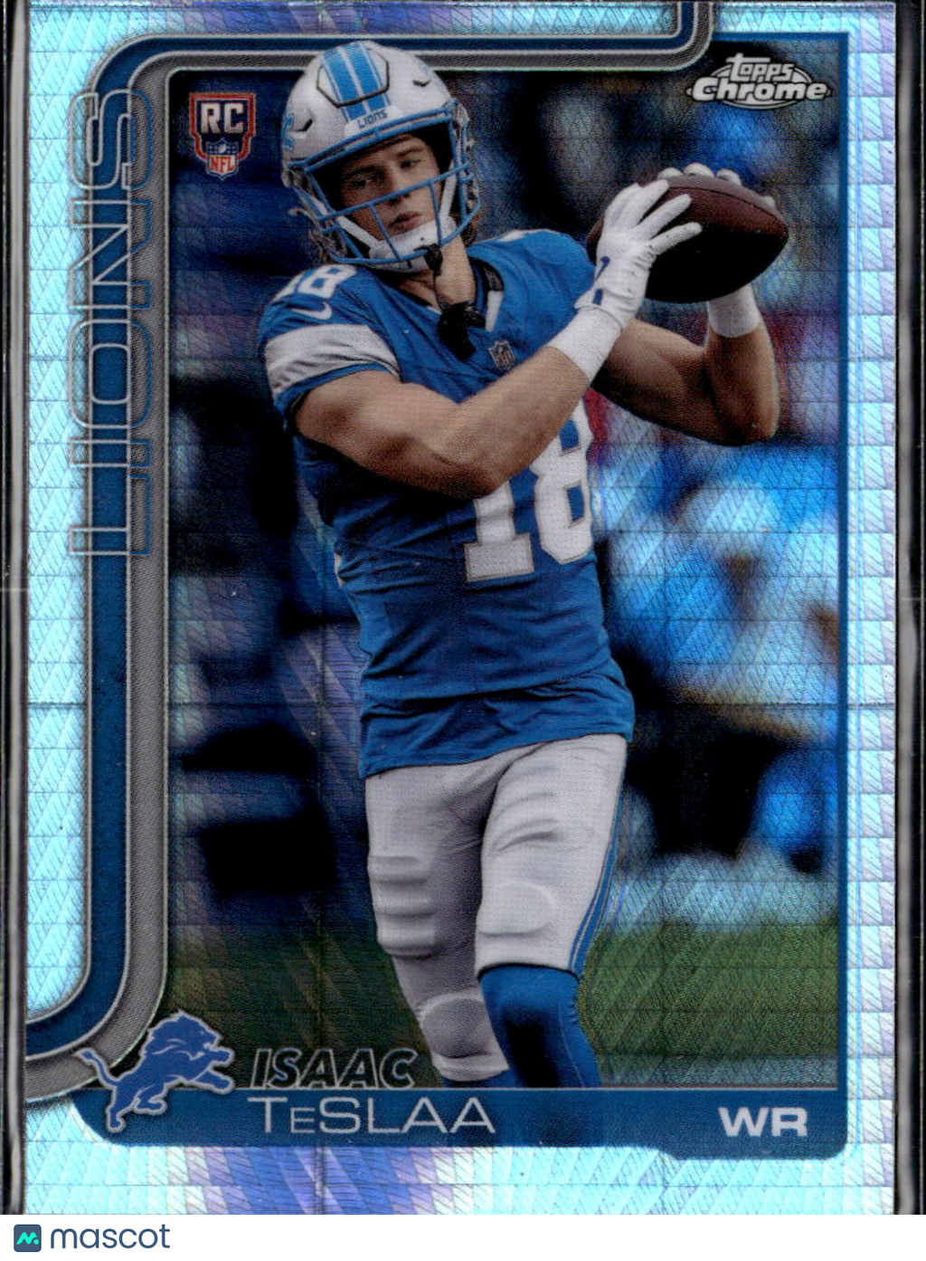 Isaac TeSlaa 2025 Topps Chrome Prism Refractor Rookie RC Detroit Lions