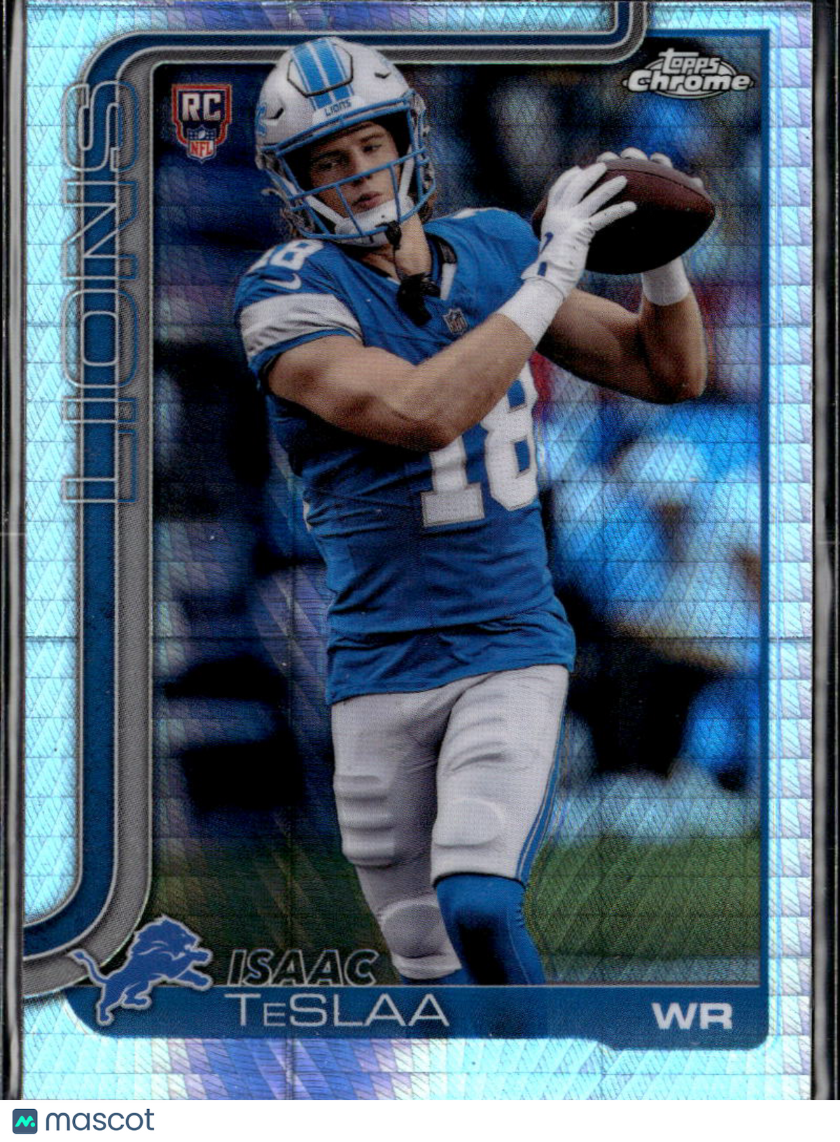 Isaac TeSlaa 2025 Topps Chrome Prism Refractor Rookie RC Detroit Lions