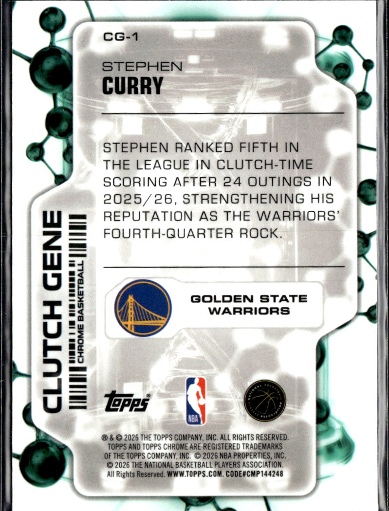Stephen Curry 2026 Topps Chrome Clutch Gene Golden State Warriors