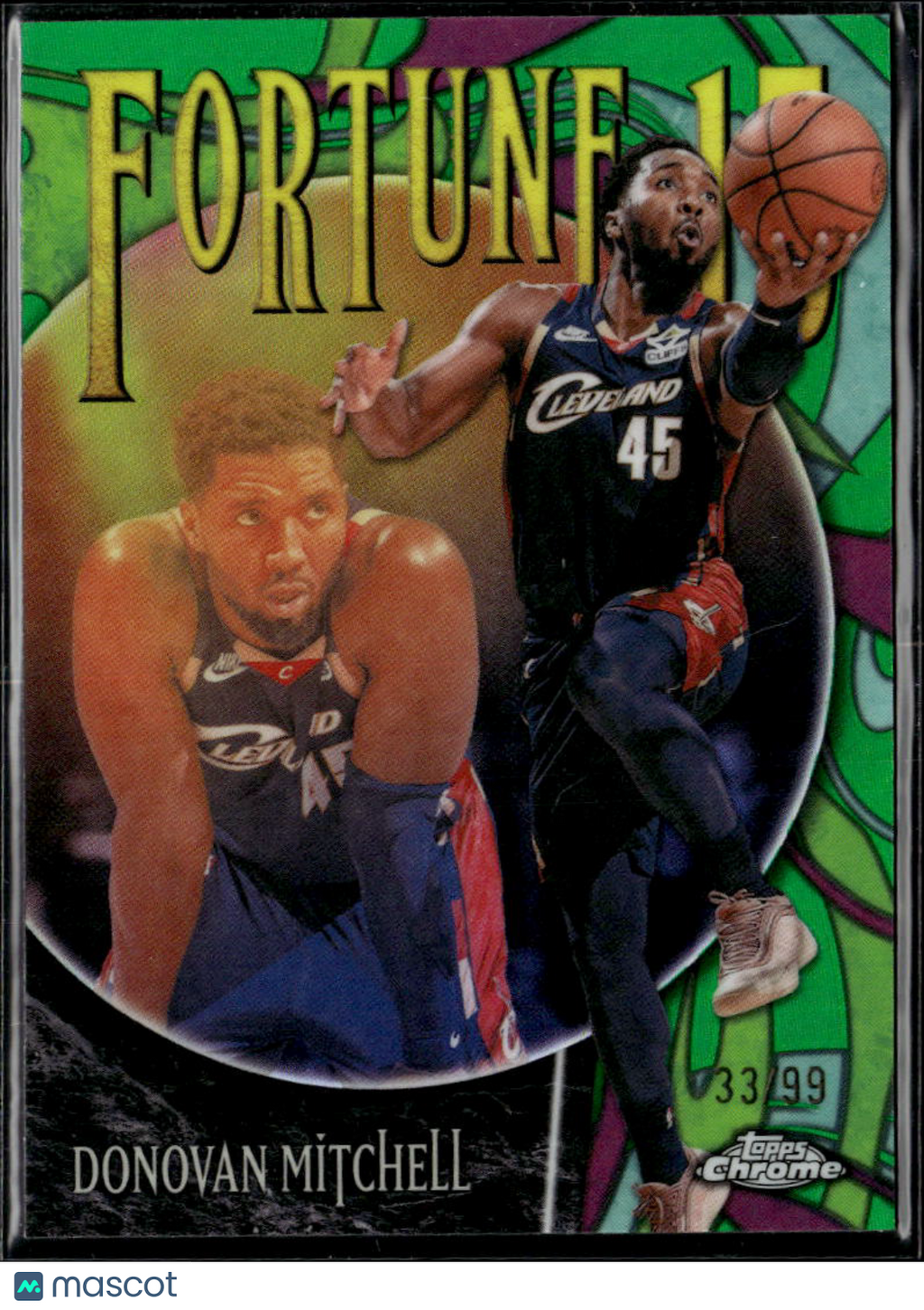 Donovan Mitchell 2026 Topps Chrome Fortune 15 Green 33/99 Cleveland Cavaliers