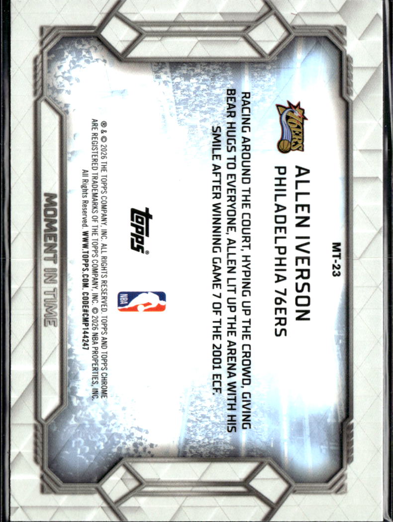 Allen Iverson 2026 Topps Chrome Moment in Time Philadelphia 76ers