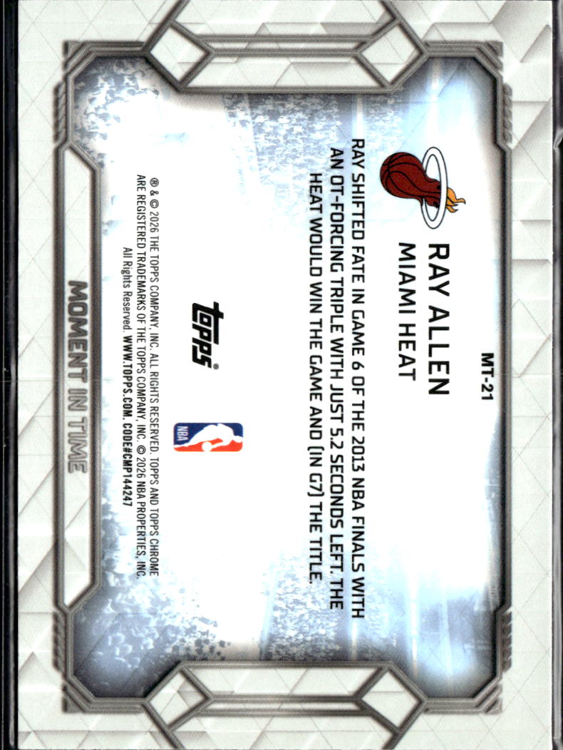 Ray Allen 2026 Topps Chrome Moment in Time Miami Heat