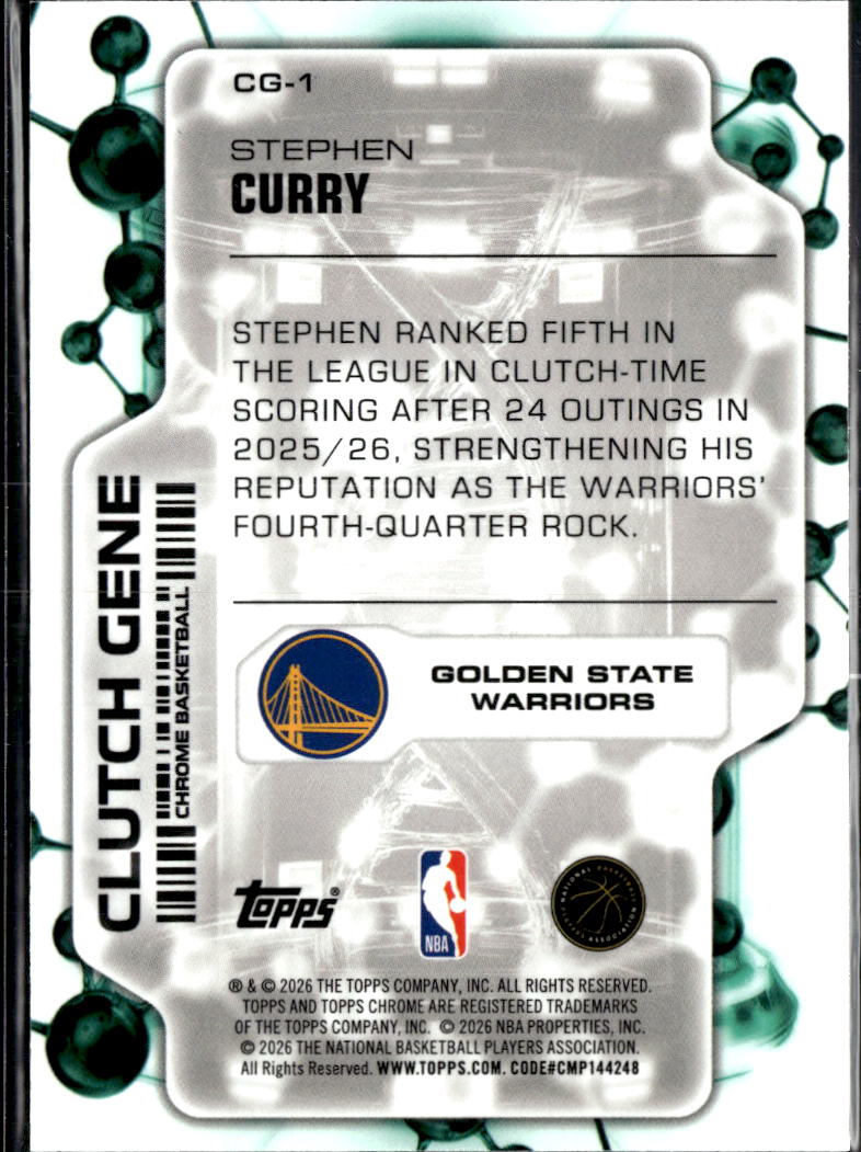 Stephen Curry 2026 Topps Chrome Clutch Gene Golden State Warriors