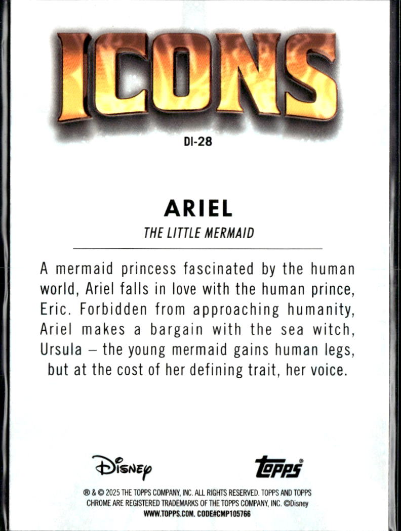 Ariel 2025 Topps Chrome Disney Icons Insert #DI-28