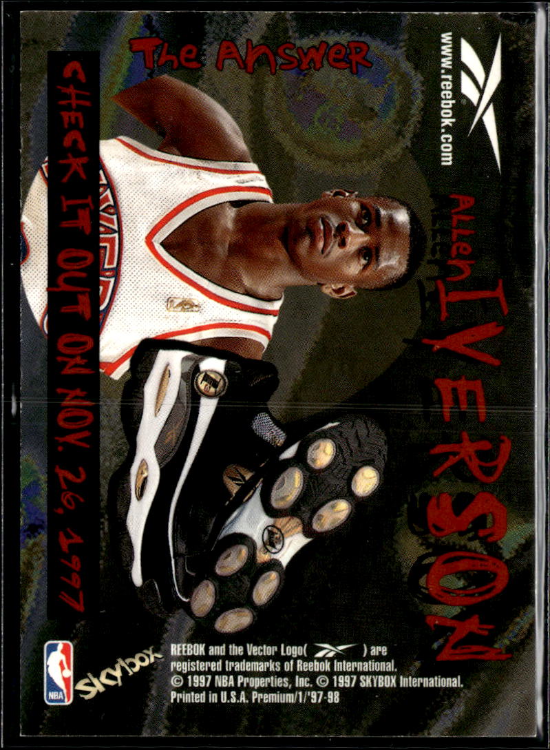 Allen Iverson 1997 SkyBox Premium Reebok The Answer Philadelphia 76ers