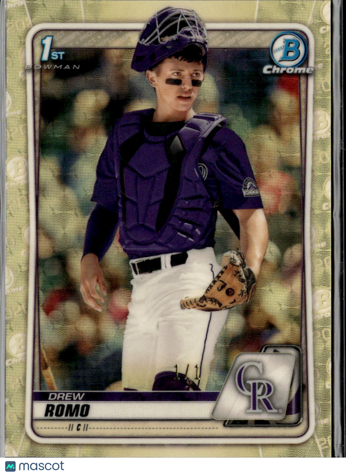 Drew Romo 2020 Bowman Chrome 1st Superfractor RC 1/1 Colorado Rockies