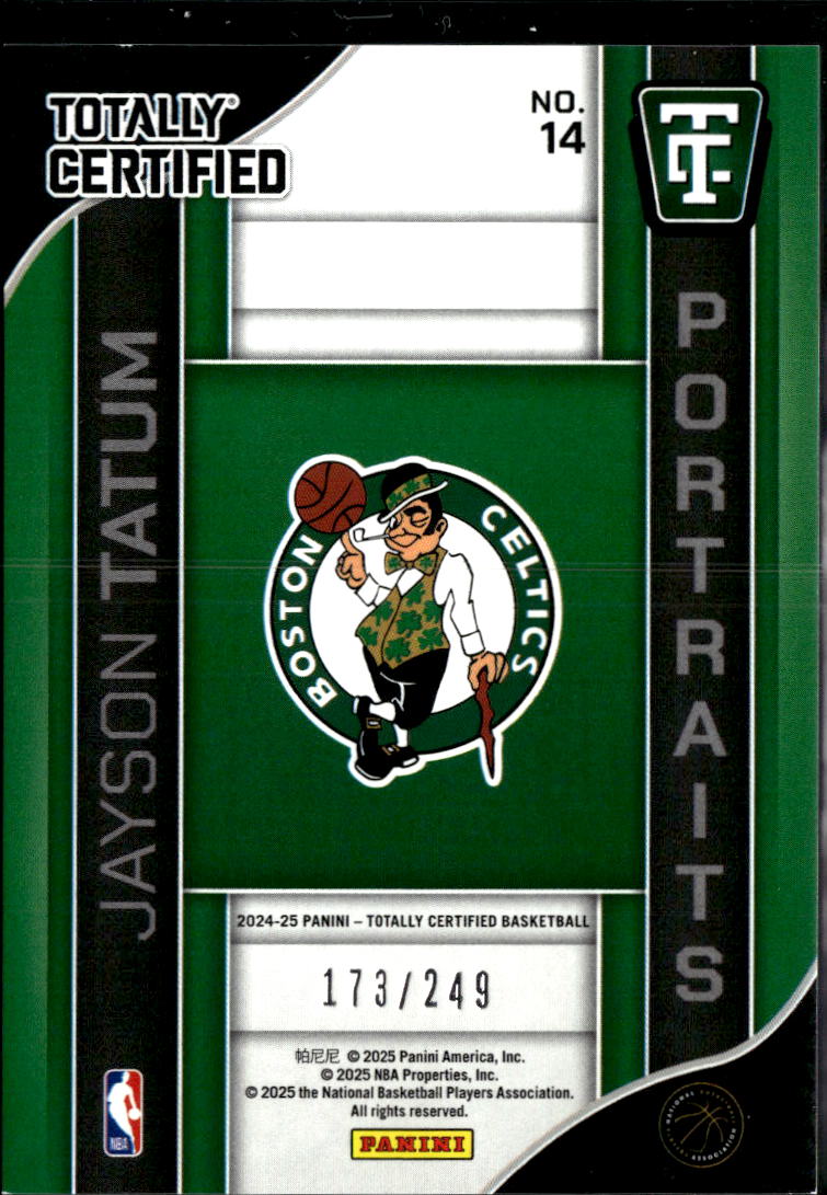 Jayson Tatum 2025 Totally Certified Portraits 173/249 Boston Celtics