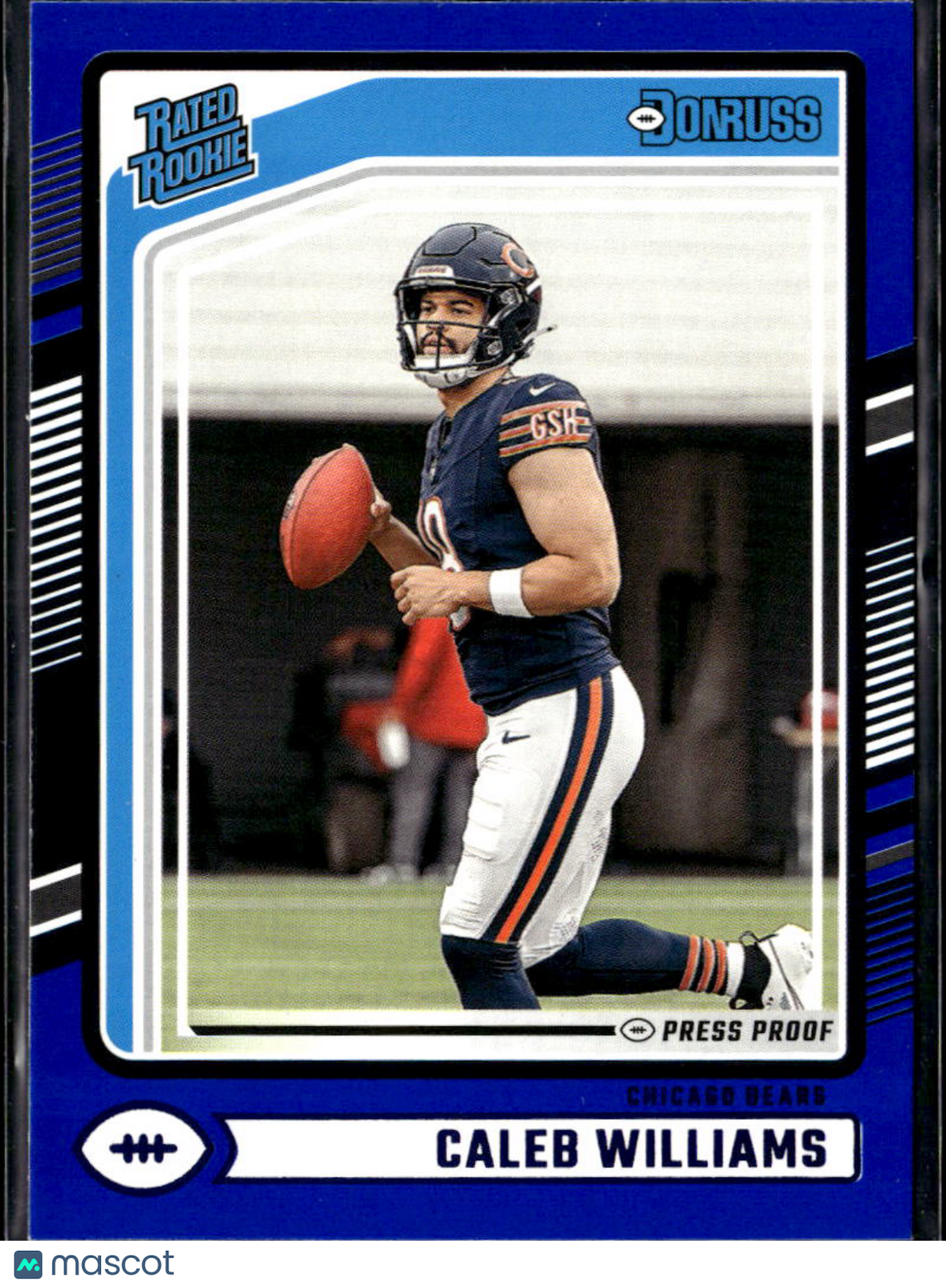 Caleb Williams 2024 Donruss Rated Rookie Blue Press Proof RC Chicago Bears