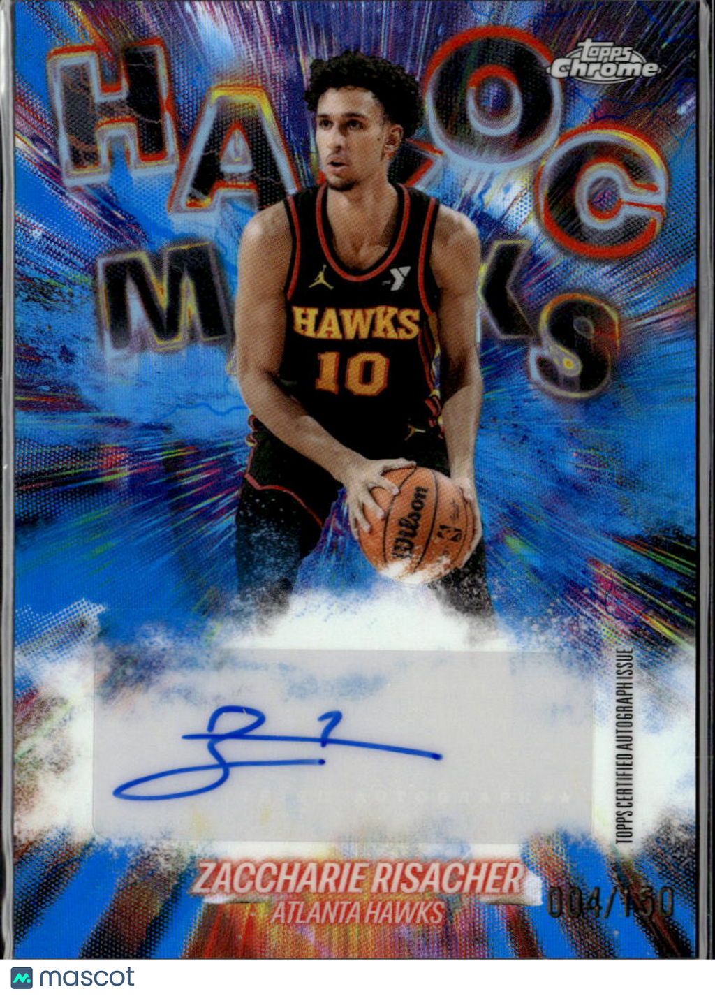 Zaccharie Risacher 2026 Topps Chrome Update Auto Autograph 4/150 Atlanta Hawks