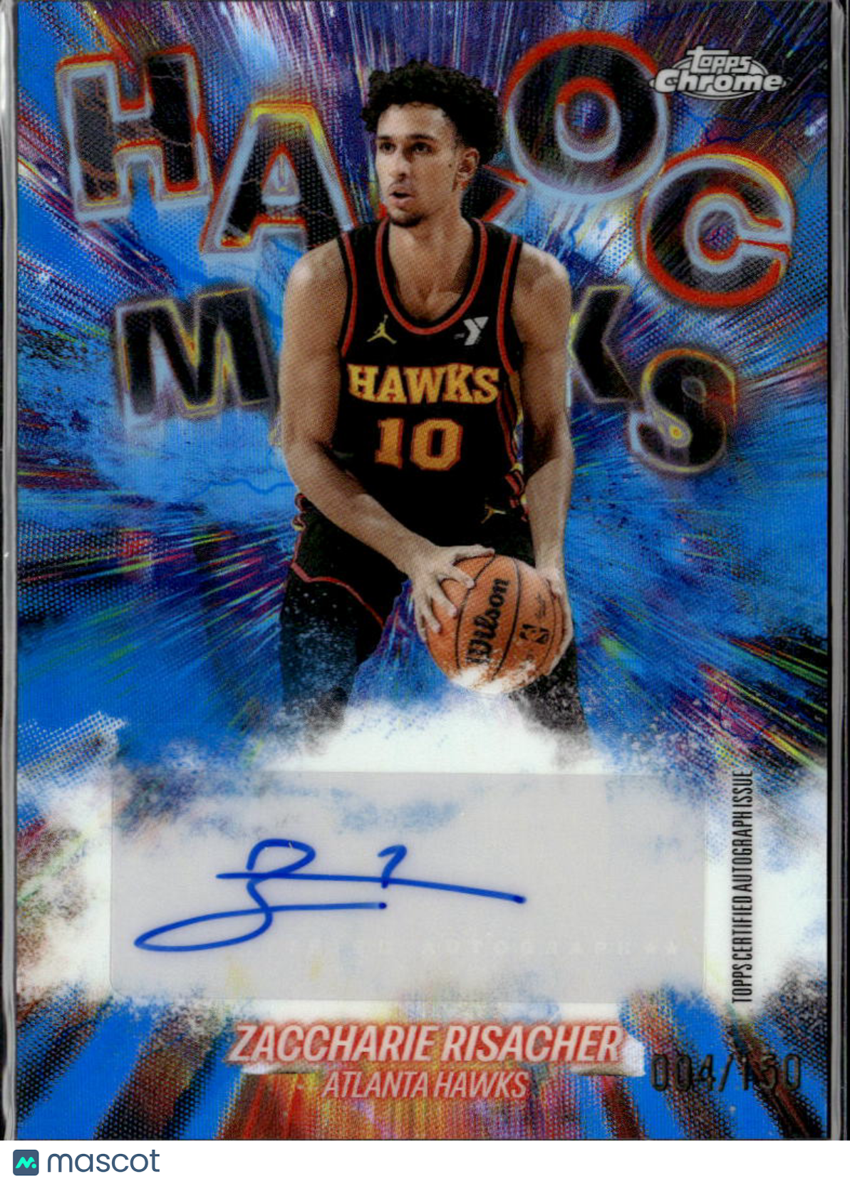 Zaccharie Risacher 2026 Topps Chrome Update Auto Autograph 4/150 Atlanta Hawks