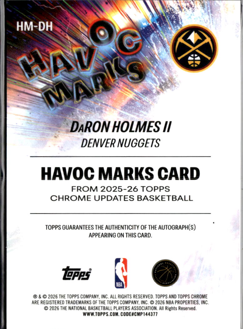 DaRon Holmes II 2026 Topps Chrome Update Auto Autograph 61/75 Denver Nuggets