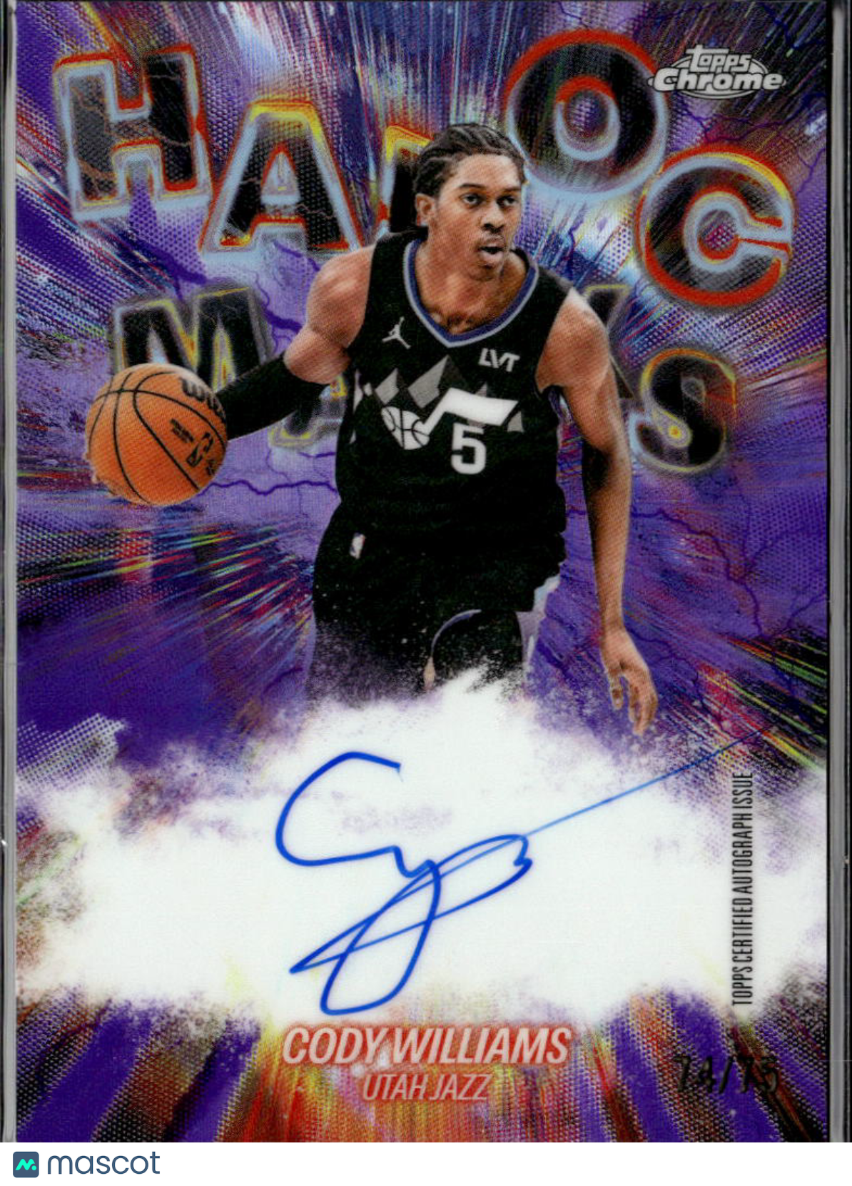 Cody Williams 2026 Topps Chrome Update Auto Autograph 74/75 Utah Jazz
