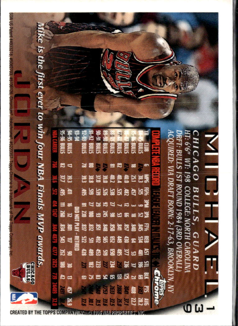 Michael Jordan 1995 Topps Chrome Card #139 Chicago Bulls