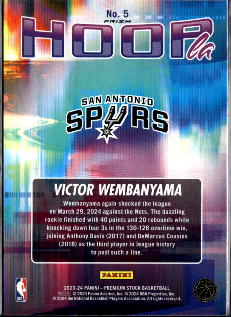 Victor Wembanyama 2023-24 NBA Hoops Hoopla Silver Prizm Rookie RC Spurs