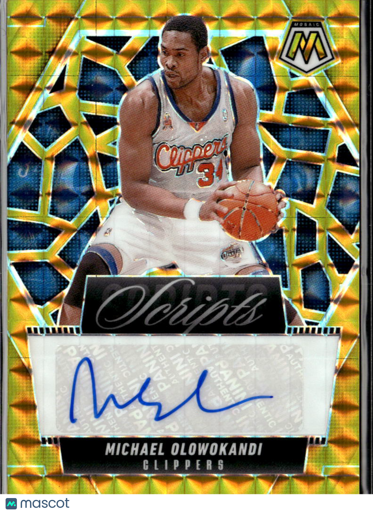 Michael Olowokandi 2024-25 Mosaic GOLD Auto Autograph 3/10 Los Angeles Clippers