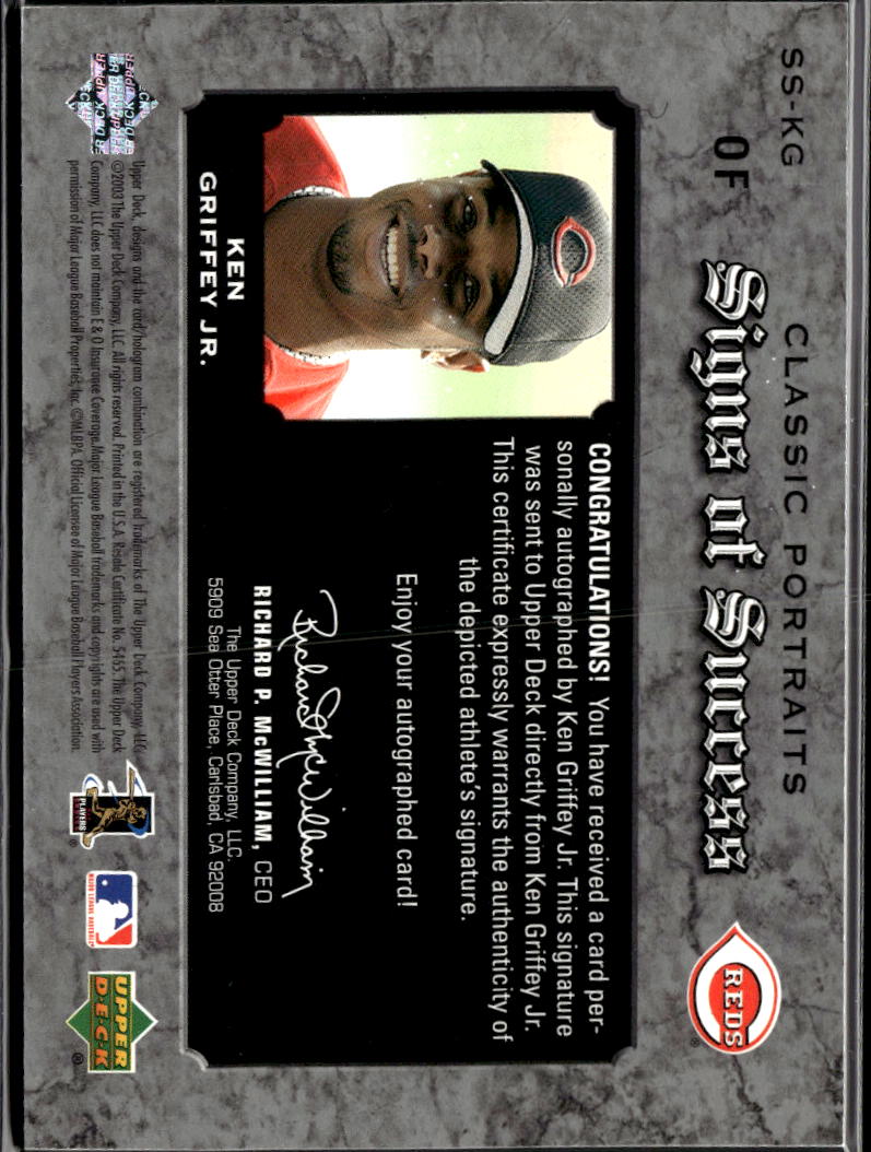 Ken Griffey Jr. 2003 Upper Deck Auto Autograph 47/299 Cincinnati Reds