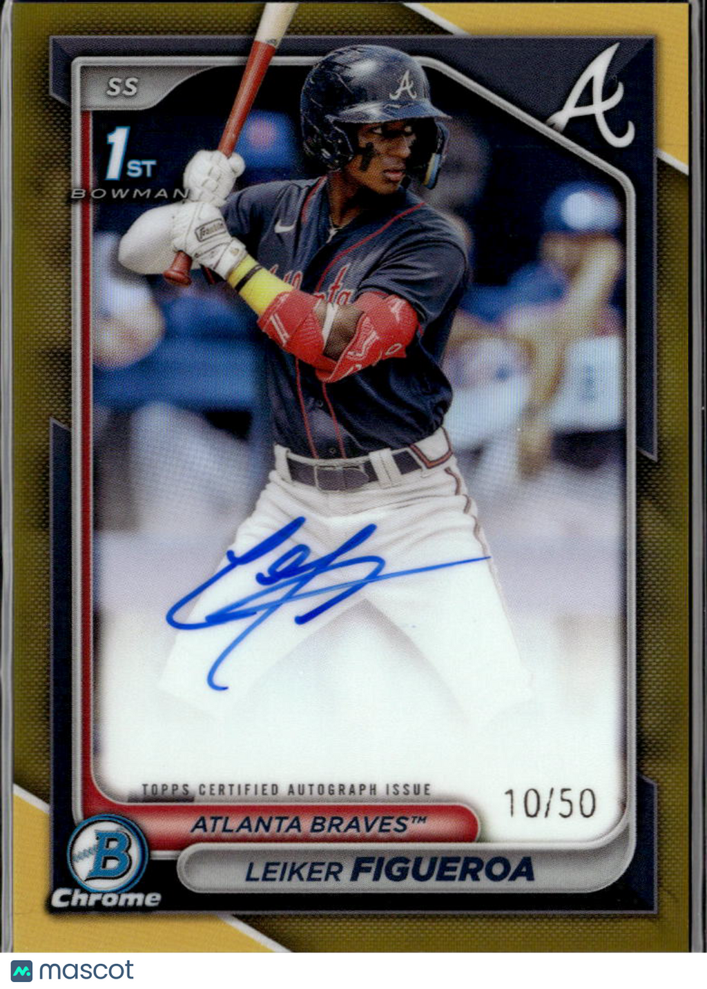 Leiker Figueroa 2024 Bowman Chrome 1st Auto Autograph GOLD 10/50 Atlanta Braves